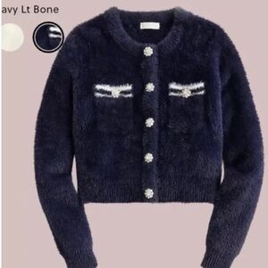 Jcrew Sweater Lady Jacket in Brushed Yarn Navy XL NWT